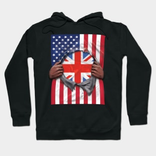 British Flag American Flag Ripped - Gift for British From American Hoodie